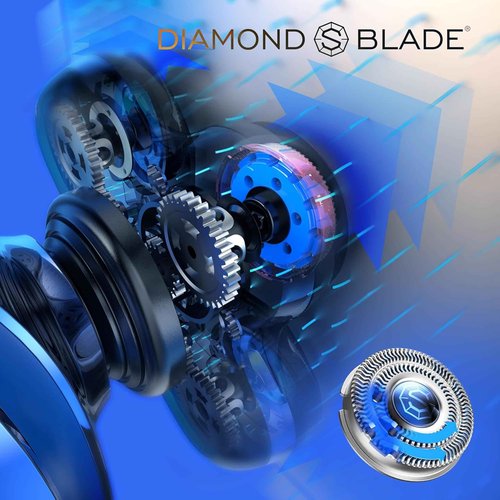 Blade & Stone® Head Shaver for Men HS505-BB | Diamond-S-Blade® | MIMO Net Technology for Superior Skin Comfort | 8500 RPM Durable Motor, USB-C Rechargeable - Big Blue