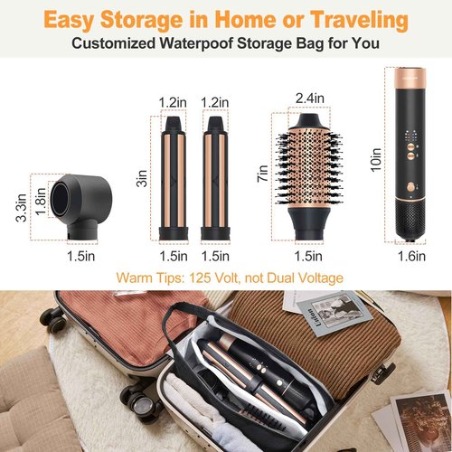 Hair Styler Hair Dryer Brush - 110,000 RPM High-Speed Hot Air Styler,Multi Stylers with Auto-Wrap Curler, Professional Blow Dryer Brush for Fast Curling Volumizing Straightening Styling(Black-Golden)