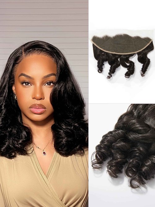LUVME Loose Wave Ear To Ear 13x4 HD Lace Frontal Closure 100% Unprocessed Brazilian Virgin Human Hair Lace Frontal Closure 150% Density Natural Black 12 Inch