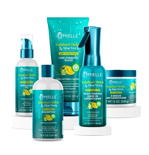 Mielle Kalahari Melon & Aloe Vera Deep Hydration Collection - Up to 5 Days of Moisture for Dry, Curly, Coily, and Textured Hair Types