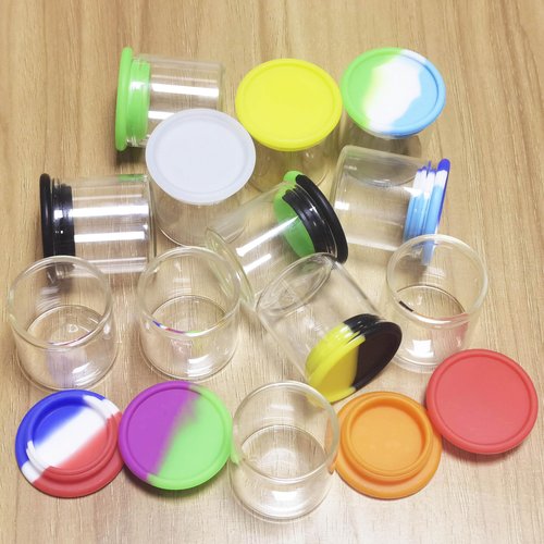 KUVIS 15ml Silicone Glass Wax Containers Airtight with Silicone Lid Concentrate Jars Multi Use (100)