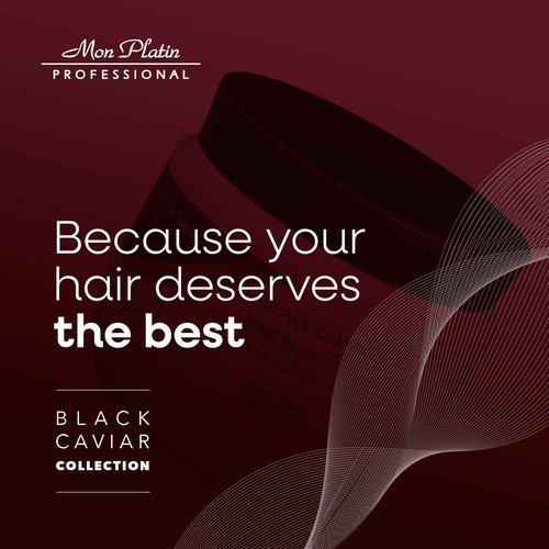 Mon Platin Professional Hair Conditioning Mask, Black Caviar Total Repair, 500ML, For Straightened Hair, Intensive Recovery, Deep Conditioning, SLS/Salt Free