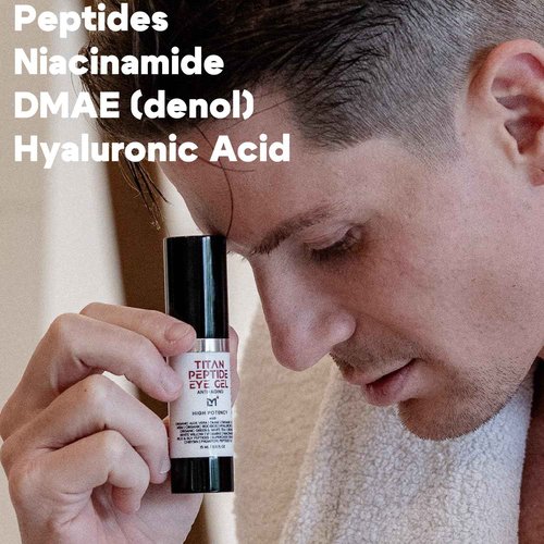 Man Labs Titan Peptide Anti-Aging Under Eye Gel for Men – Reduce Appearance of Puffiness, Dark Circles, Eye Bags, & Sagging – DMAE, Niacinamide, Hyaluronic Acid, Peptides – All Skin Types – Unscented
