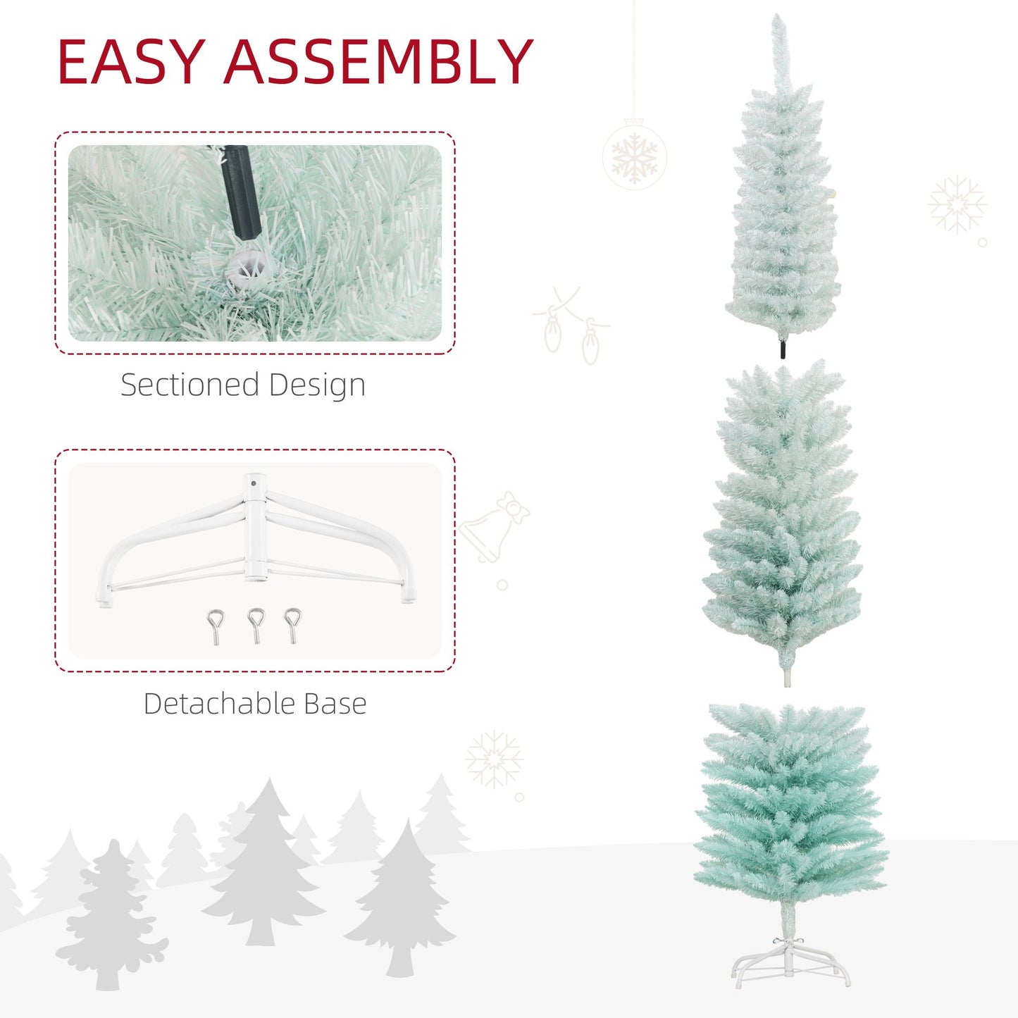 7ft Slim Pencil Artificial Christmas Tree - Blue