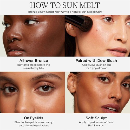 Saie Sun Melt Duo - The Big Brush - Soft, Multi-Use Liquid + Cream Makeup Brush With Synthetic Bristles Bundled With Sun Melt Bronzer in Tan Bronze - Buildable Cream Contour with Velvet Finish (1 oz)