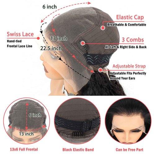 13x6 Water Wave Lace Front Wigs Human Hair 22 Inch 200% Density Water Curly HD Transparent Lace Frontal Wig For Black Women Glueless Wigs Human Hair Pre Plucked with Baby Hair