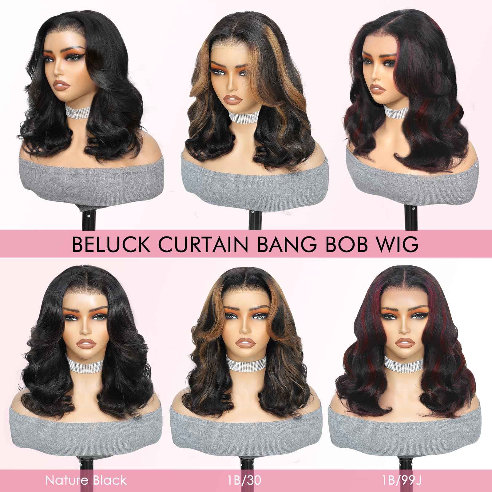 250 Density Layered Bob Wig Human Hair With Curtain Bangs 15A 6x6 Face-Framing Wear Go Glueless Wigs Human Hair Pre Plucked Pre Cut Bob Body Wave Ready To Wear Hd Lace Glueless Wigs Human Hair 14 Inch