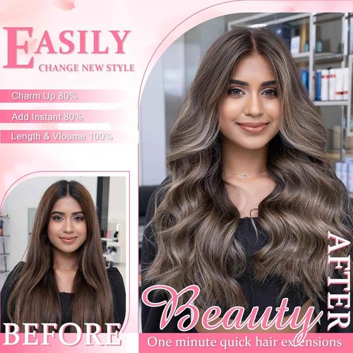 Dark Brown Clip in Hair Extensions Real Human Hair 100G 100% Real Human Hair Clip in Hair Extensions 7pcs 16clips (20 Inch #2)