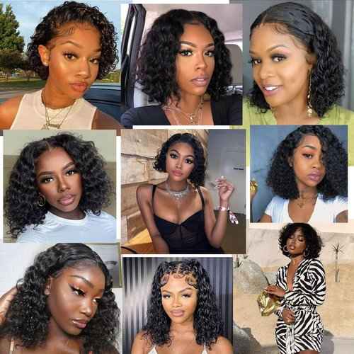 Deep Wave Human Hair Bundles 8 Inch(50g/Bundle,4 Bundles)+Water Wave Human Hair Bundles 8 Inch with 4×4 Closure (50g/Bundle,4 Bundles+1Closure)