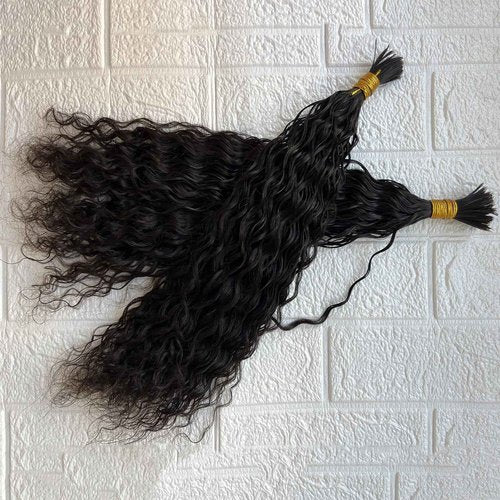 Bulk Pre Divided Human Hair for Crochet Boho Braids Extensions Curly Double Drawn Bulk Human Hair Bundles for Braiding Loose Deep Wave No Weft for Women 20inch 320 roots 100g