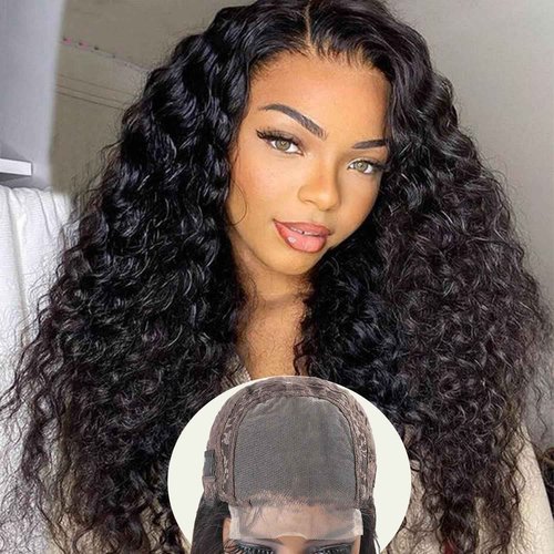 SODLIS 5x5 HD Lace Closure Wigs Human Hair Wear And Go Glueless Wigs Human Hair Pre Plucked With Baby Hair Ready to Go Deep Wave Lace Front Wigs Human Hair for Women (Black, 20 Inch, Curly)