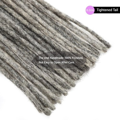 Loc Extensions Human Hair 100% Black and Gray 0.2cm 10inch 30 strands Salt and Pepper Grey & Black Handmade Dreadlock Extensions
