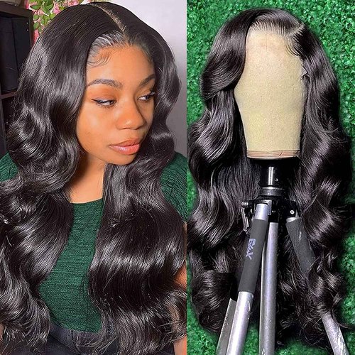 Body Wave Lace Front Wigs Human Hair Pre Plucked 13x4 HD Transparent Lace Frontal Wigs Human Hair 26 inch 150 Density Glueless Human Hair Wigs for Black Women Natural Color