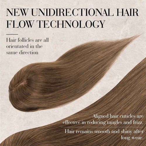 S-noilite Hair Toppers for Women Real Human Hair, 100% Human Hair Toppers with Bangs for Thin Hair, 3.5"*4.7" Handmade Nature-mimicking Scalp Base 12” Natural Brown