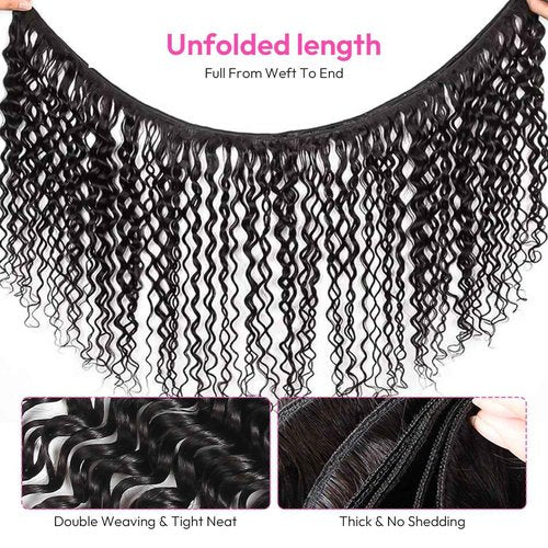 Bundles Human Hair Deep Wave 18 20 22Inch 12A Deep Curly Bundles Human Hair Extensions 100% Unprocessed 3 Bundle Brazilian Virgin Human Hair Extensions Wet and Wavy Double Weft Bundles Natural