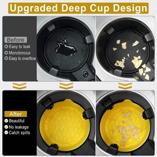 SINGARO Car Cup Holder Coaster, Silicone Cup Holder Insert, Universal Non-Slip Cup Holders, Car Accessories Interior for Women and Man 4 Pack Yellow