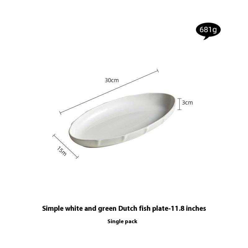 Japanese Style Large Fish Serving Plate - Ceramic Dinner Dish, Multiple Sizes