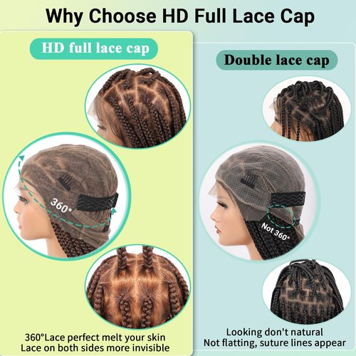 Fecihor 360 HD Full Lace Knotless Braided Wigs with Baby Hair Box Braid Wig for Women Premium Synthetic Brown Braided Lace Front Wigs 36 Inch