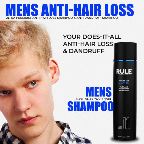 RULE COSMECEUTICALS - No.11 Anti-Hair Loss Shampoo for Men, DHT Blocker and Root Activator for Hair Regrowth, Anti-Dandruff & Oil Control Formula, Thickening & Strengthening for Thinning Hair - 200 mL