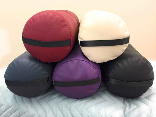 Fluffy Massage Bolster Pillow by NRG - 8"W x 26"L Full Round Massage/Spa Table Bolster with Carrying Strap - Supports Neck, Knees or Ankles - PVC Free Vinyl Upholstery - CFC Free Foam - Color: Agate