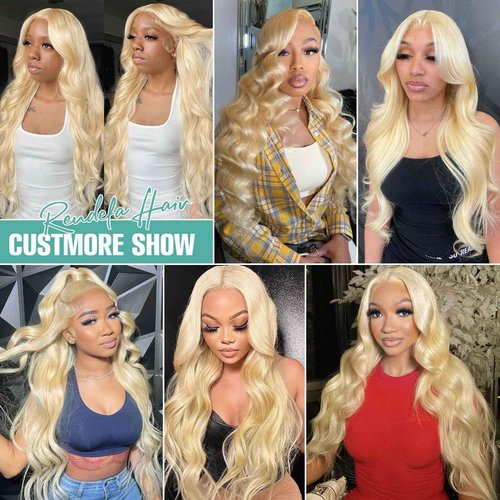 BUGUQI 613 Blonde Body Wave Lace Front Wigs Human Hair 13X4 Lace Front Wigs Human Hair 200 Density 613 HD Lace Frontal Wigs Pre Plucked For Women 28 Inch