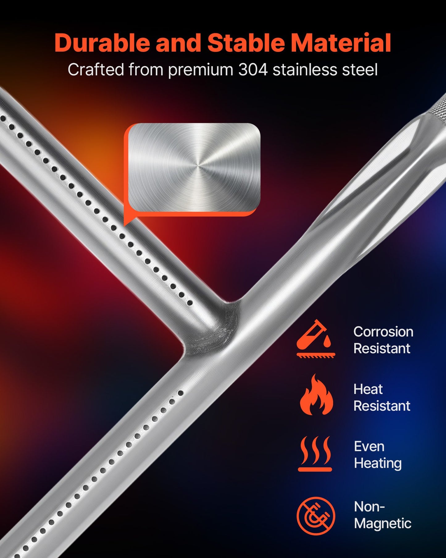 Stainless Steel Burner Tube for Weber Q200 Q220 Q2000 Q2200 Grills
