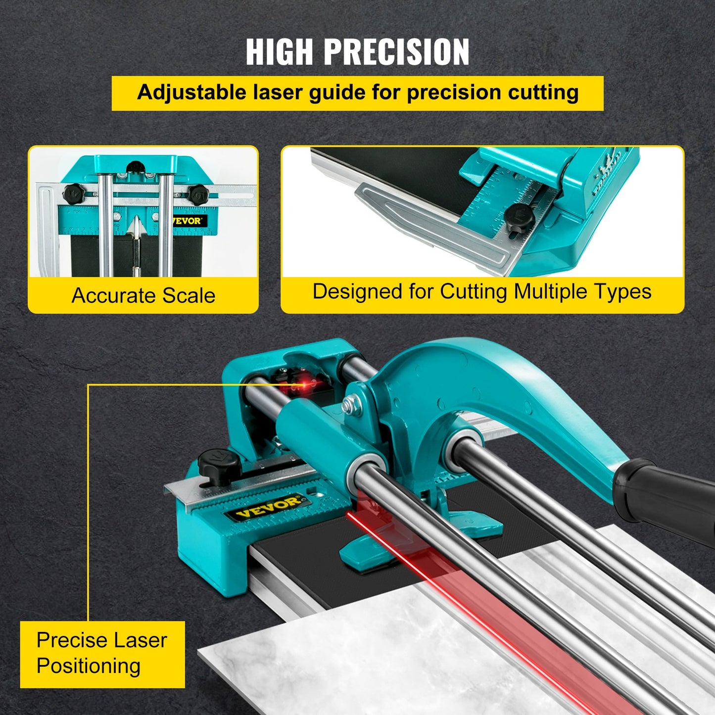 24 Inch Manual Tile Cutter with Double Rails, Accurate Porcelain & Ceramic Cutting