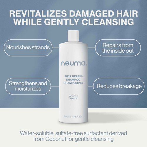 Neuma Neu Repair Shampoo - Revitalizes, and Strengthens Damaged Hair, Sulfate-Free, Lemon, Lavender and Fir Needle Scent