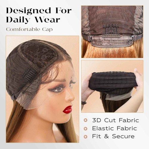 Chocolate Brown Lace Front Wig 30 Inch Glueless Lace Front Wigs Pre-Plucked Straight Hair HD Synthetic Wig (Chocolate Brown, 30 Inch)