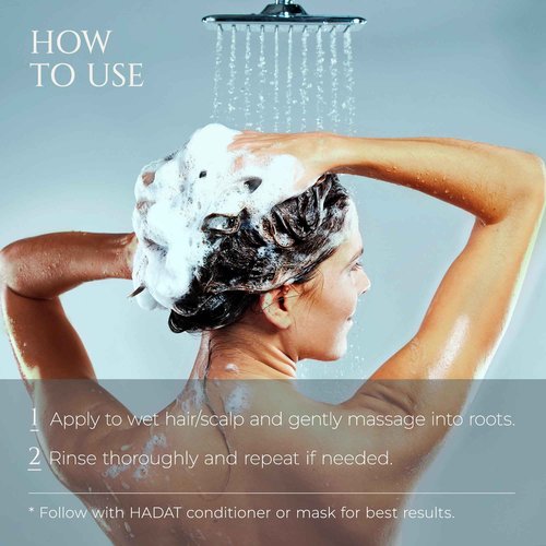HADAT Root Strengthening Shampoo Hair Growth - Premium Rosemary Clarifying Shampoo for Oily Scalp - Moisturizing Volumizing - Sulfate Low, p-H Balanced, for Women & Men, 8.45 Fl Oz