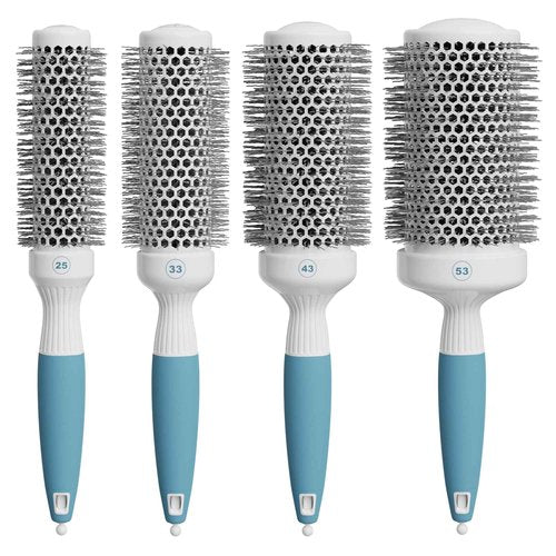 Round Brush Set for Blow Drying and Styling - Ceramic Ionic Thermal Brushes, Wet Hair Brush Bundle with Travel Bag for Women and Men