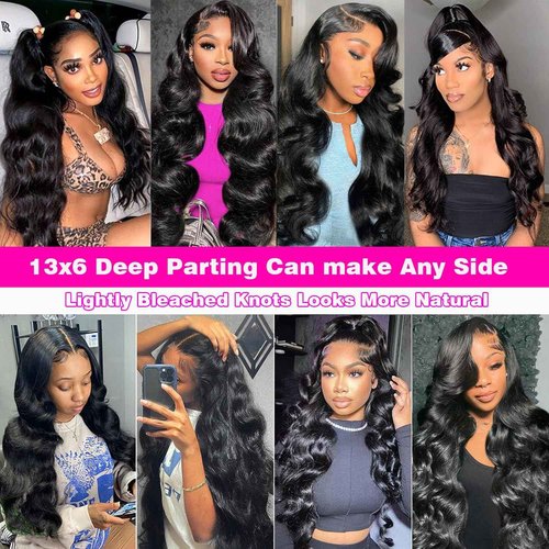 Afribye 30 inch 13x6 Body Wave Lace Front Wigs Human Hair Pre Plucked 200% Density Body Wave Frontal Wigs HD Lace Wig Glueless Wigs for Black Women Human Hair Deep Loose Wave Wig