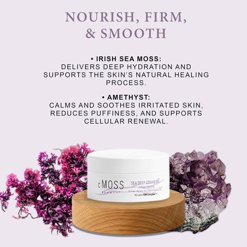 cMOSS BEAUTY Sea Moss Infused Sea Deep Cream Gel Formulated with Glycolic Acid, Hyaluronic Acid, and Vitamins A,C,E to Deeply Hydrate Skin and Smooth Fine Lines