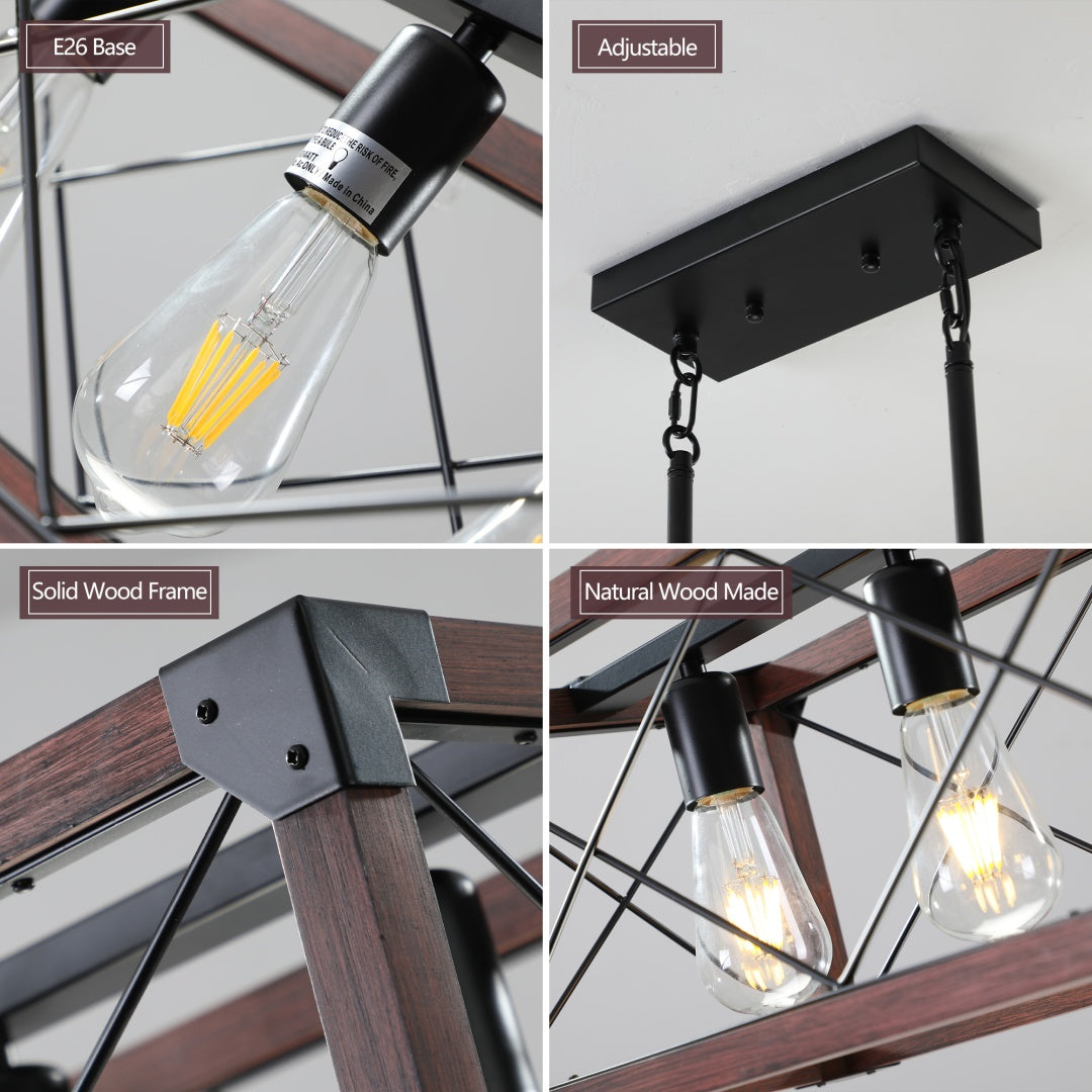 32-inch Redwood Industrial Farmhouse Pendant Light Chandelier