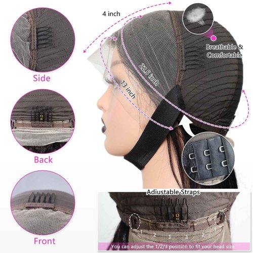 Youngirl Straight Bob Wig Human Hair 14 Inch 13x4 HD Lace Front Wigs for Black Women Glueless Short Bob Lace Frontal Wig Human Hair Pre Plucked 150% Density Natural Black