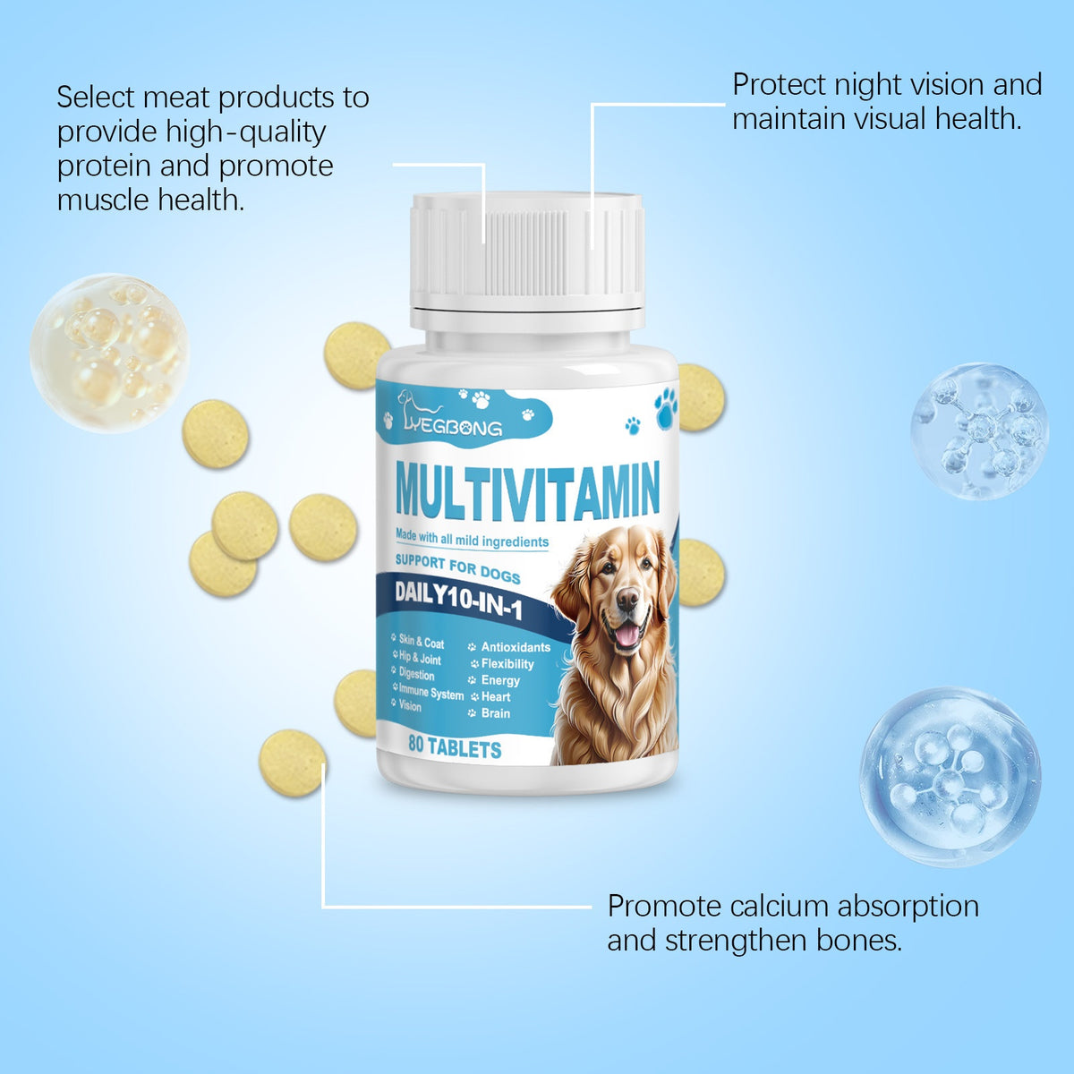 Cat & Dog Multivitamin Tablets - 80 Count