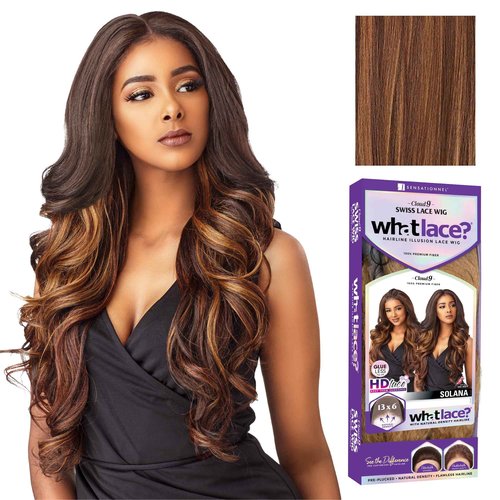 Sensationnel What Lace 13X6 Wigs - Solana Lacefrontal Hand Tied Glueless Synthetic With Natural Density Preplucked Hairline (FLAMBOYAGECARAMEL)