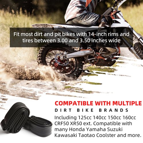 AR-PRO (2-Pack) 3.00/3.50-14 90/100-14 Dirt Bike Inner Tubes with TR4 Straight Valve, Replacement Heavy Duty Inner Tube for 3.50-14, 3.00-14, 80/100-14, 90/100-14 Dirt Pit Bike Tires