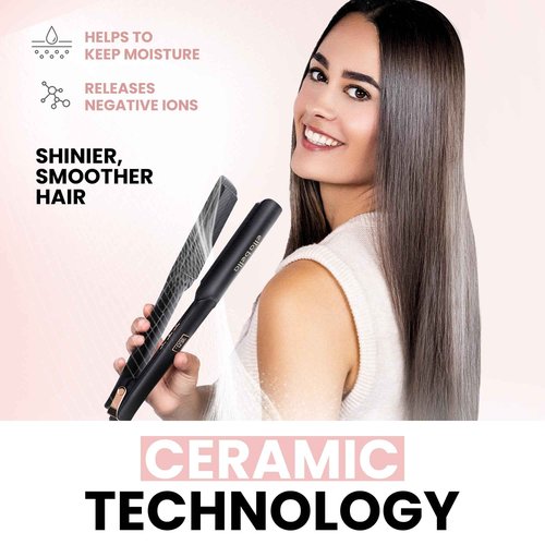 ELLA BELLA® Ceramic Flat Iron Hair Straightener • Professional Straightening Iron • Digital Display to Accurately Control Temperature • As Featured in Good Housekeeping