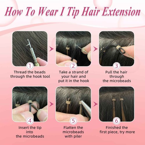 DIYOMO I Tip Hair Extensions - Human Hair,#18/613 Grey brown light gold mixed highlights 24 Inch For Women Soft & Natural Itip Human Hair Extensions 50g 50s