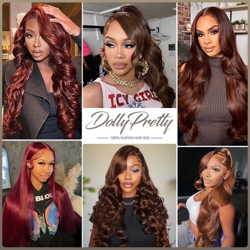 DOLLY PRETTY Chocolate Brown Lace Front Wig 13x6 Body Wave Lace Front Wigs Human Hair 200 Density Pre Plucked 4# Colored Wigs 20 Inch