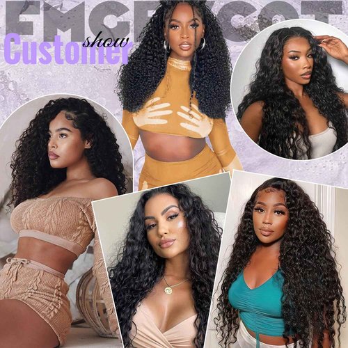 FMGBKCOT 20 Inch Deep Wave Lace Front Wigs Human Hair 13x6 HD Lace Front Wigs Human Hair Deep Wave Wig Glueless Wigs Pre Plucked Deep Curly Wig for Women