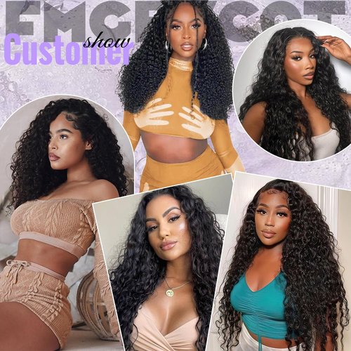 FMGBKCOT Deep Wave Lace Front Wigs Human Hair 200 Density 13x6 HD Lace Front Wigs Human Hair Pre Plucked Glueless Wigs Deep Curly Wig for Women 18 Inch
