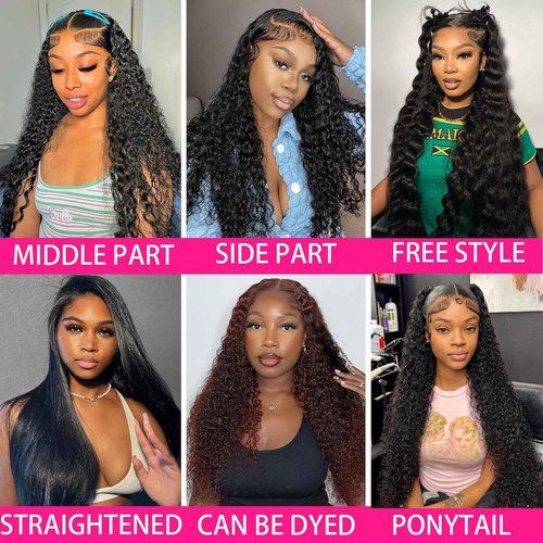 Bling Hair Deep Wave Lace Front Wigs Human Hair 13x6 HD Transparent Deep Curly Lace Frontal Wigs 180% Density Glueless Wigs Pre Plucked Curly Wigs Natural Color 24 inch