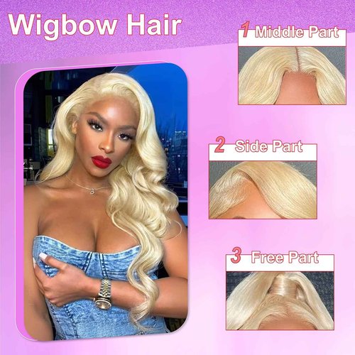 613 Blonde 13x6 HD Lace Front Wigs Body Wave Human Hair 613 Blonde Body Wave 13X6 HD Lace Frontal Wigs Pre Plucked with Baby Hair Loose Wave Wig Human Hair Daily Wear Wig for Women 24 Inch