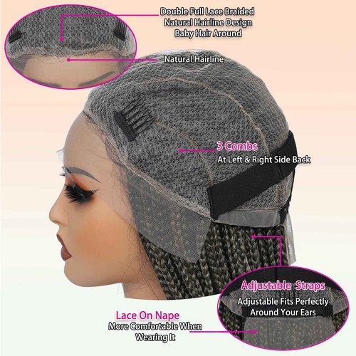 ROSEBONY 36" Full Lace Goddess Faux Locs Wig for Black Women Premium Hand-Braided Japanese Synthetic Fiber Wigs with Baby Hair Glueless Design Goddess Inspired Style Wigs with Curly Ends