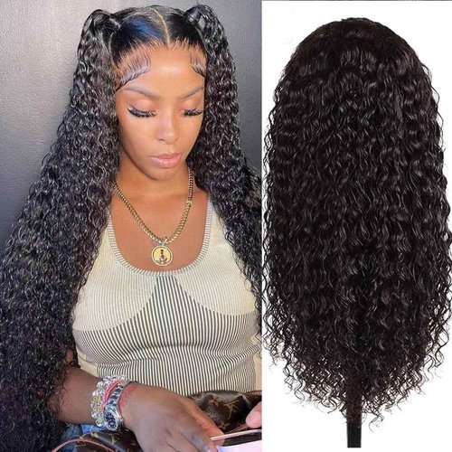Glueless Wigs Human Hair Pre Pluck 180% Density 13x4 Wet and Wavy Water Curly HD Lace Front Wigs Human Hair Pre Pluck with Baby Hair Wigs for Black Women (28inch）