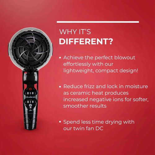 FHI HEAT Platform Nano Lite Pro 1900 Turbo Tourmaline Light Weight Ceramic Quick Dry Hair Dryer with 3 Piece Attachment Set, Black