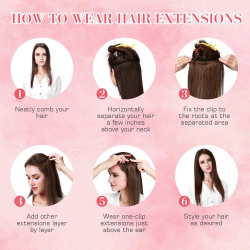 S-noilite 8PCS Clip in Hair Extensions Real Human Hair Dark Brown Clip In Hair Extensions 18 Inch 140g Straight Double Weft #2