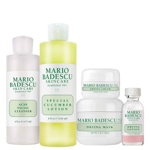 Mario Badescu Acne Control Face Kit with Facial Cleanser, Toner, Mask, Drying Lotion & Cream | Skin Care Set Ideal for Combination, Troubled or Oily Complexion